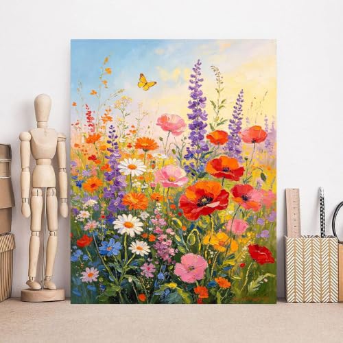 YOLENIX Flowers Paint by Numbers Kit for Adults Beginner (Without Frame) - color: YH05696
