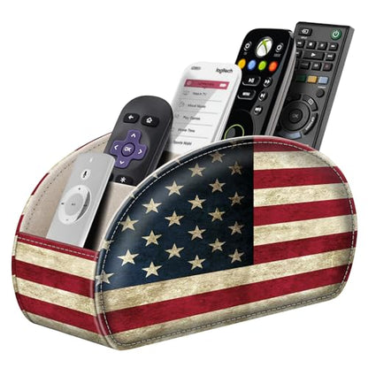 FINTIE Remote Control Holder with 11 Compartments Vegan Leather - color: US Flag
