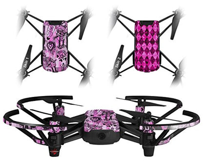 Skin Decal Wrap 2 Pack Compatible with DJI Ryze Tello Scene Kid Sketches Pink Drone NOT Included