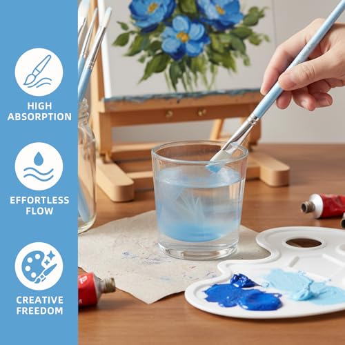 12 Pcs Flat Professional Artist Watercolor Paint Brush Set, Blue - color: Blue, size: Flat