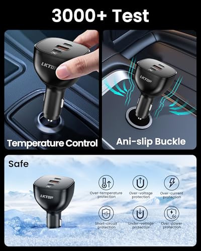 LKTOP 100W Mini 5 Pro Parallel Charging Hub with 130W Car Charger for DJI, Super Fast Battery Charger USB-C Power Adapter for DJI Mini5 Pro Drone Accessories (Parallel Charge 3 Batteries: 1hr 10min) - size: For Mini 5 Pro, style: Hub + Car Charger