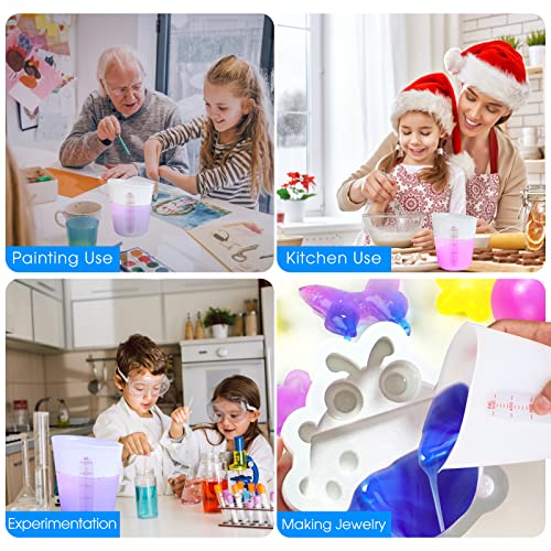 Food-Grade Silicone Measuring Cups Flexible for Chocolate Melting ML/OZ/Cup - color: 4 PCS
