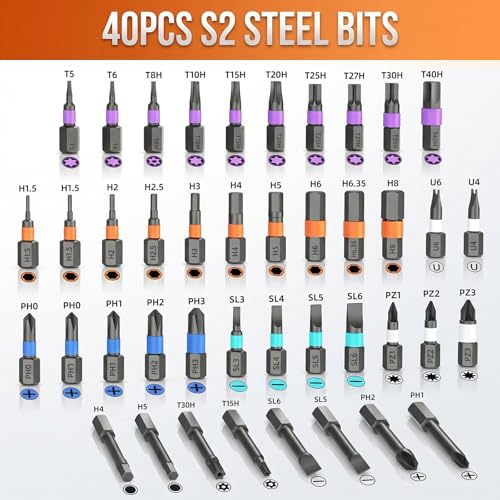 42-in-1 Magnetic Screwdriver Set, T-Handle Ratcheting Bits for Repair - size: 42-IN-1-Pro