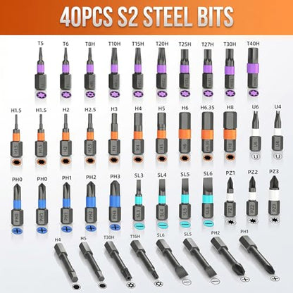42-in-1 Magnetic Screwdriver Set, T-Handle Ratcheting Bits for Repair - size: 42-IN-1-Pro