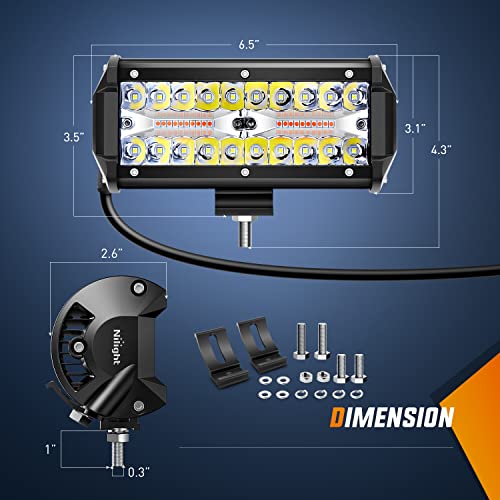 Nilight 6.5inch Amber White Strobe 6 Modes 120W LED Pod Light - color: Amber&White 6 Modes