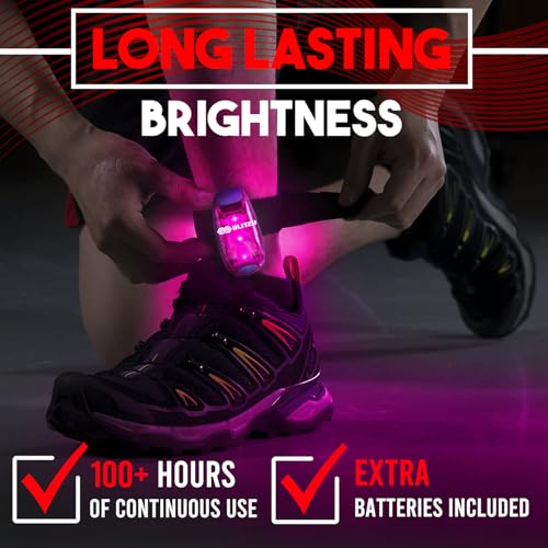LED Safety Lights 4 Pack, Clip On High Visibility Strobe Light for Walk Run - color: Pink