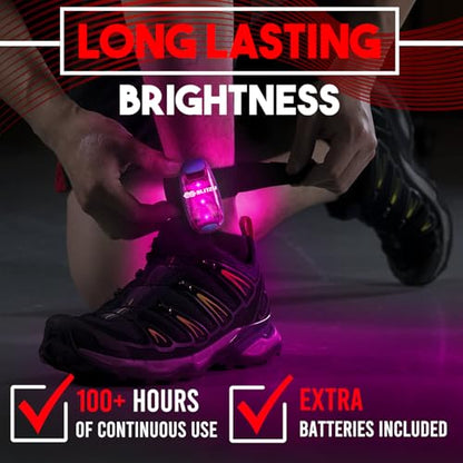 LED Safety Lights 4 Pack, Clip On High Visibility Strobe Light for Walk Run - color: Pink