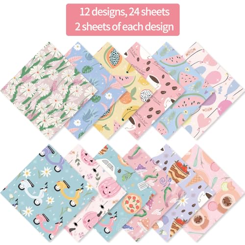 6x6" Cardstock Single Sided Scrapbooking,Craft Decorative Scrap Book Paper - color: 24sheets-cartoon