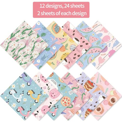 6x6" Cardstock Single Sided Scrapbooking,Craft Decorative Scrap Book Paper - color: 24sheets-cartoon