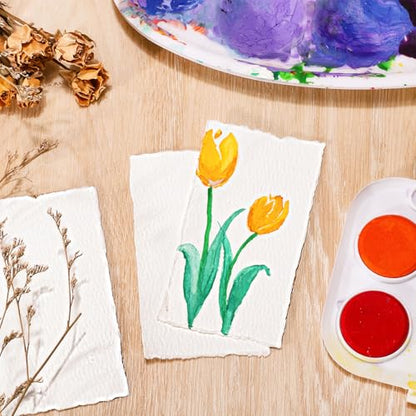 25 Sheets Watercolor Paper, 2 x 3.5, Deckled Edge Handmade Paper - size: 2 x 3.5 inch