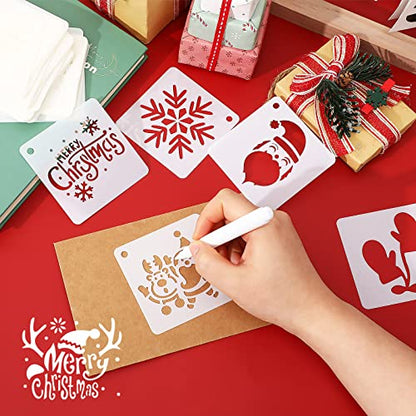 Augshy 56 Pack 3 Inch Christmas Stencils, Dot Painting Holiday Templates - style: Christmas