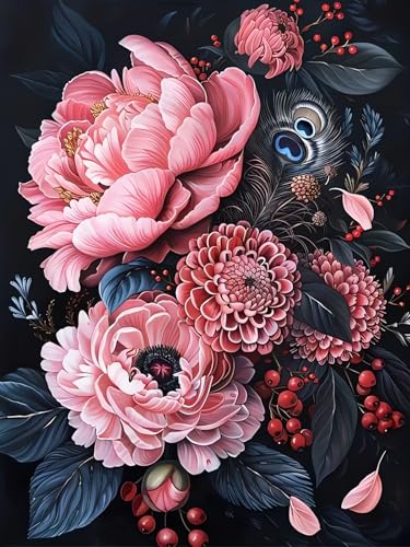 Flowers Diamond Art Kits for Adults, Feathers 5D Diamond Painting Kits - color: CM083