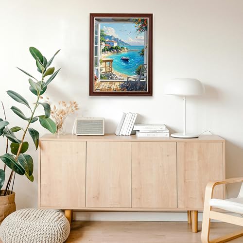 Seaside Diamond Art Kits for Adults, 5D Full Drill Coastal Diamond Painting - color: US2537
