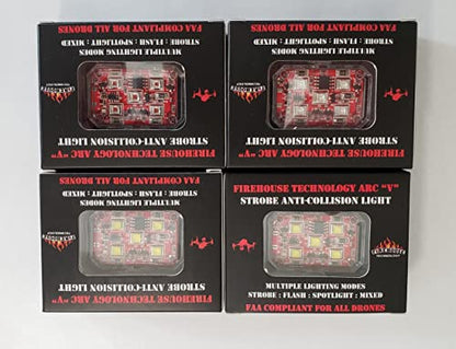 Firehouse Technology Drone Strobe 4 Light Navigation Kit - 2- White,1- Red, 1-Green FAA Compliant and tested 3.5 SM