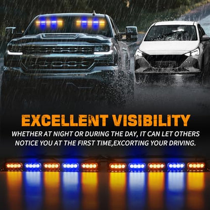 XRIDONSEN 2x 17 inch Dash Strobe Lights for Trucks, Windshield Lights - color: Amber/Blue