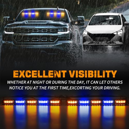 XRIDONSEN 2x 17 inch Dash Strobe Lights for Trucks, Windshield Lights - color: Amber/Blue