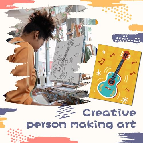 Sherr 108 Pcs Retro Time Sip and Paint Kit, Pre Drawn Canvas for Adults - style: Retro Time
