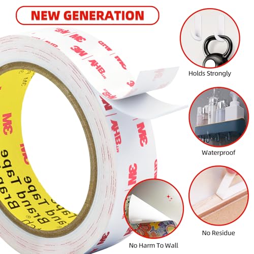 3M Double Sided Tape Heavy Duty, 0.39" x 9.85FT Removable Mounting Tape for Wall, Extra Strong Foam Tape, Picture Hanging Adhesive Strips Waterproof for Cars, Walls, Home, Office Décor - size: 0.39in x 9.85ft