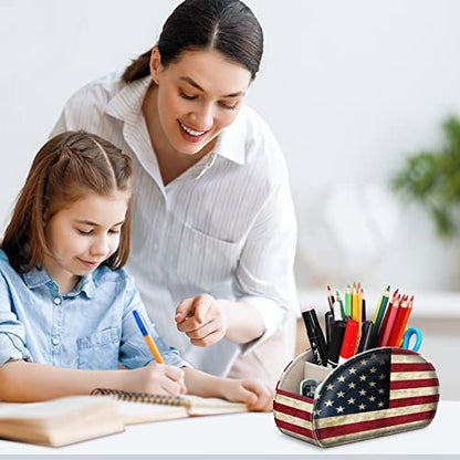 FINTIE Remote Control Holder with 11 Compartments Vegan Leather - color: US Flag