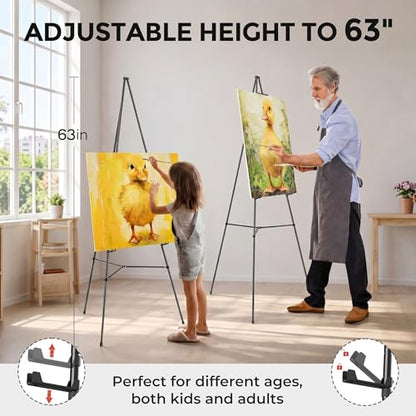 Nicpro 3 Pack 63 Inches Easel Stand for Sign, Black, with Carry Bags