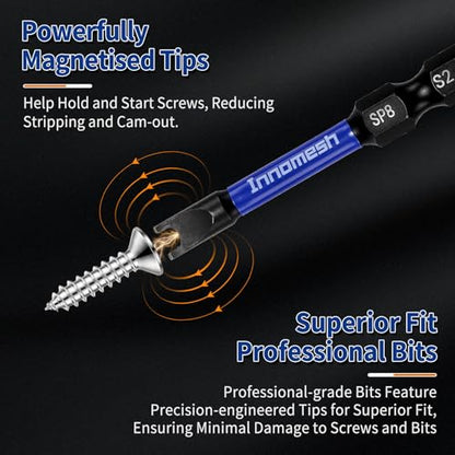 Magnetic Spanner Bit Set,1"&2" 6-Piece Security Bits SP4 SP6 SP8 SP10 SP12 SP14,S2 Steel Security Bit Set,Magnetic Spanner Screwdriver Bits for Impact Drivers,Electronics & Maintenance - size: 1&2in 12PC