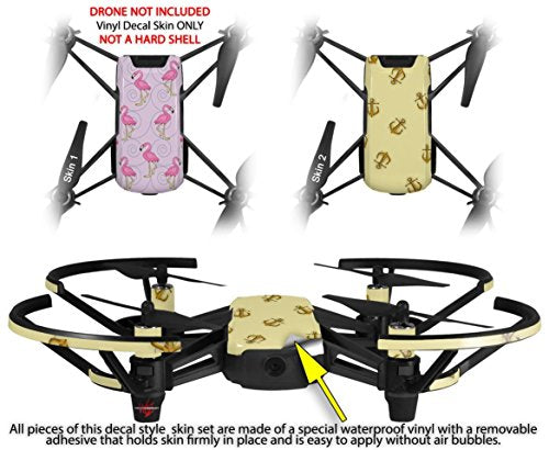 Skin Decal Wrap 2 Pack Compatible with DJI Ryze Tello Flamingos on Pink Drone NOT Included