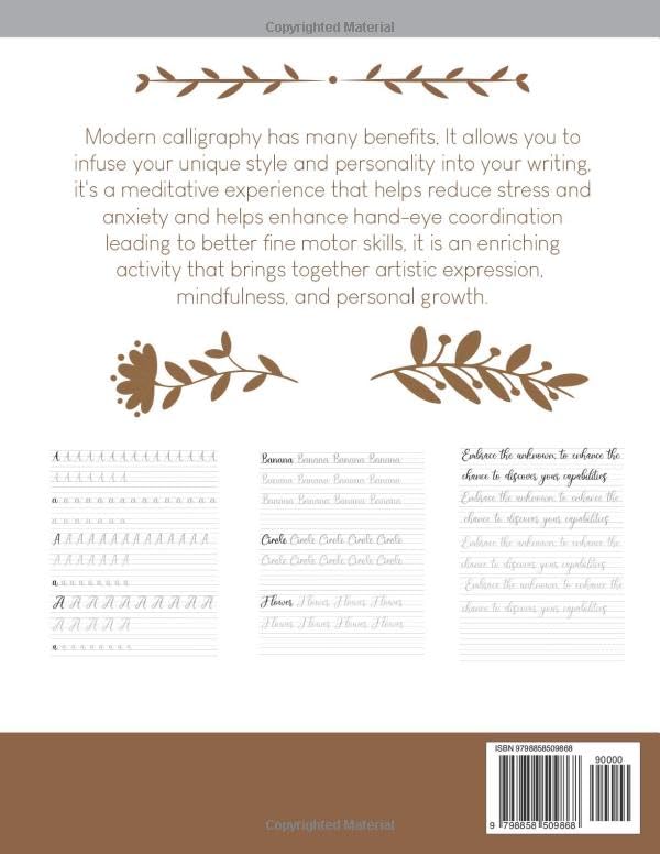 Modern Calligraphy & Hand Lettering Workbook For Adults: Handwriting Practice Sheets with Letters Tracing, Words and Motivational Sentences