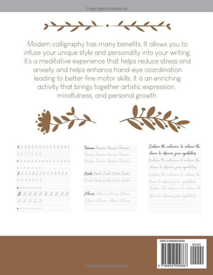 Modern Calligraphy & Hand Lettering Workbook For Adults: Handwriting Practice Sheets with Letters Tracing, Words and Motivational Sentences
