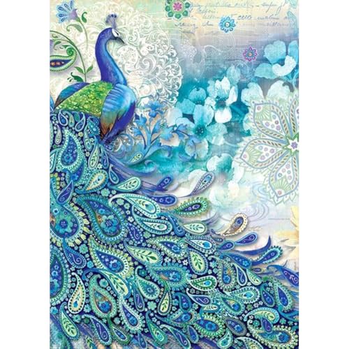 DPDAKIT Peacock Diamond Painting Art Kits for Adults, Animal, 12x16 Inch