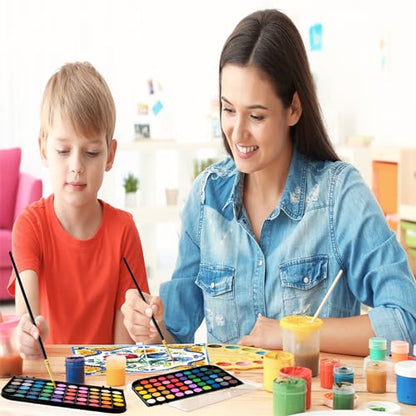 GETHPEN 48 Colors Watercolor Paint Set with 4 Brushes Pen, Travel Design - color: Black