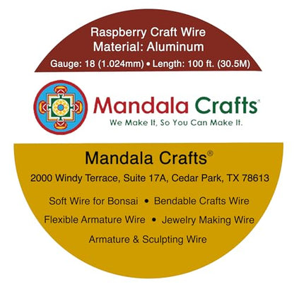 Mandala Crafts 18 Gauge Raspberry Anodized Aluminum Craft Wire, 100 FT - color: Raspberry, size: 18 Gauge