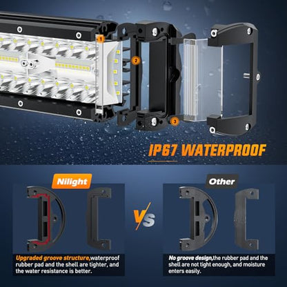 Nilight 2 PCS 7 Inch Side Shooter Light Bar Spot Flood Combo Triple Row - color: Side Shooter Light 2PC