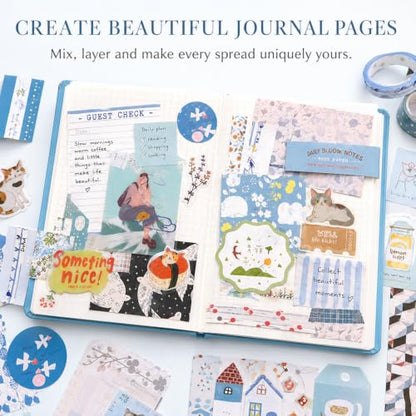 Blue Aesthetic Scrapbook Kit, Journaling Supplies Scrapbooking Gift Set - color: Daily Bloom-scrapbook-kit