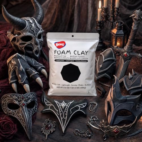 BOHS Foam Clay, Black Air Dry Modeling Clay, 3.3 lb, 3-Pack - color: Black, size: 1500 g