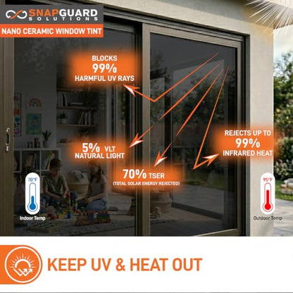 5% Nano Ceramic Window Tint for Home 3' ft x 12' ft UV Film Heat Blocking - color: 5%, size: 3ft x 12ft