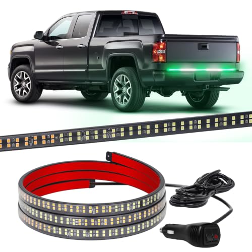 XRIDONSEN 60 inch Tailgate Strobe Lights Strip Green White Emergency Lights - color: Green/White