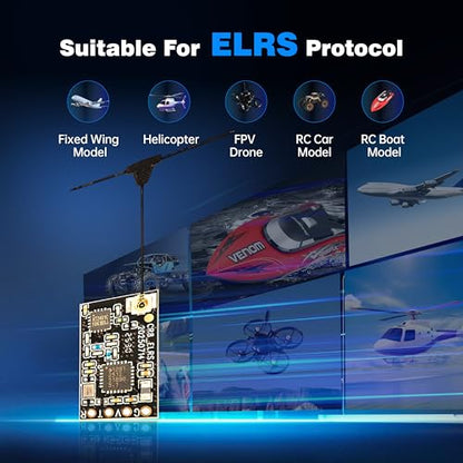 C8 ELRS V3 2.4GHz 8CH RC Radio Transmitter and Nano Receiver CR8 for FPV Drones/Tiny Whoop/Fixed Wing,FPV Drone Simulator Controller for Beginner,Mode 2 (C8 ELRS Controller & 2pcs Receiver)