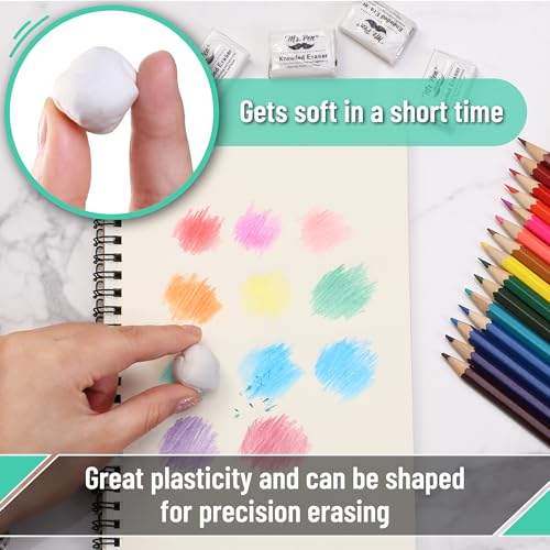 Mr. Pen- Kneaded Erasers, 0.9" x 1.18", 4 Pack, White - color: White, size: 4 Pack, 1.18" x 0.9"
