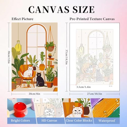 6 Pack Paint by Numbers Kit for Adults, Black Cats Canvas Painting Set - color: Cat-1
