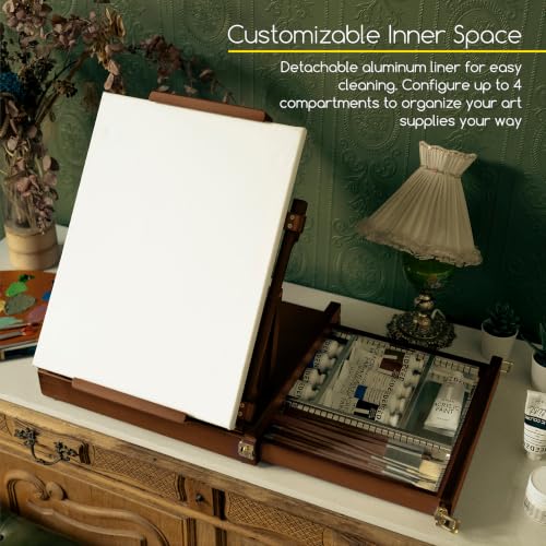 MEEDEN Portable Tabletop Easel for Painting: Artist Sketchbox - color: Walnut