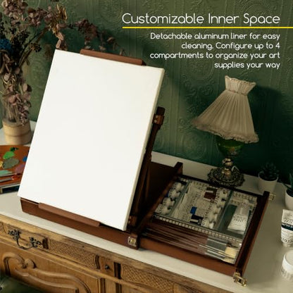 MEEDEN Portable Tabletop Easel for Painting: Artist Sketchbox - color: Walnut