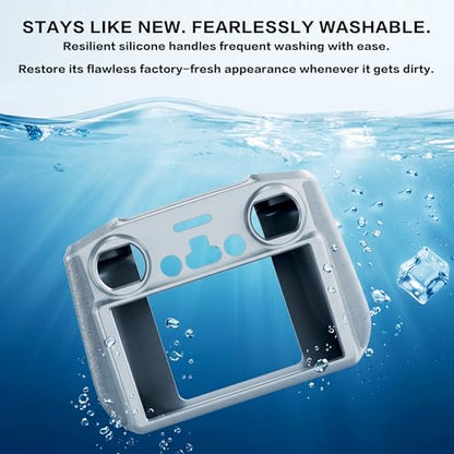 DJI RC2 Silicone Case, Anti-Slip Protective Cover for Mini 4 Pro/Air 3S/RC 2 Controller, Shockproof Skin (Grey)