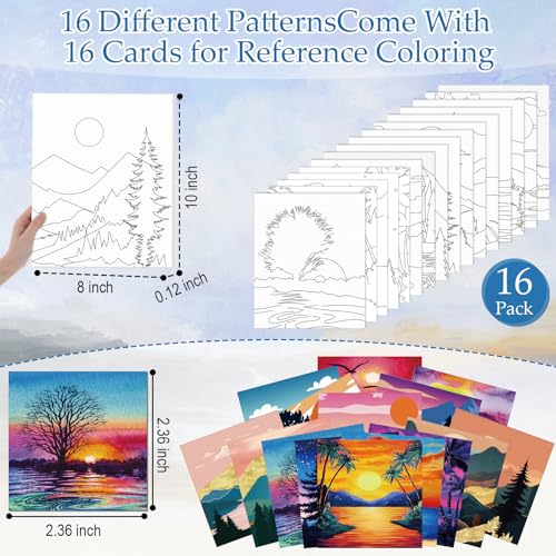 AmazingSpark 16 Pcs Pre Drawn Canvas to Paint for Adults Mountains Lakes - style: Mountains Lakes