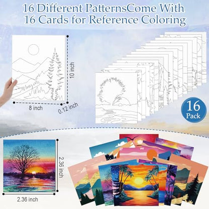 AmazingSpark 16 Pcs Pre Drawn Canvas to Paint for Adults Mountains Lakes - style: Mountains Lakes