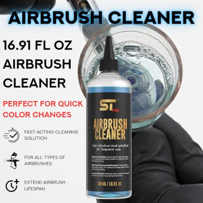 Supreme Trimmer Airbrush Cleaner Solution – 500ML | Fast Acting Multi-Purpose Solution for Barber Airbrushes, Paint Brushes & Makeup Tools | Declogs, Lubricates & Removes Water-based Paint/Ink