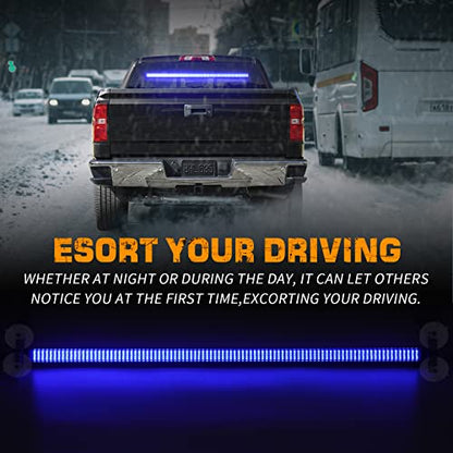 XRIDONSEN 35 inch Traffic Advisor Light Bar 144 LED Blue Emergency Lights - color: Blue