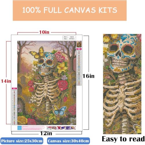 WUSARPLY Skull Diamond Painting Kits for Beginner Adults - color: YA010