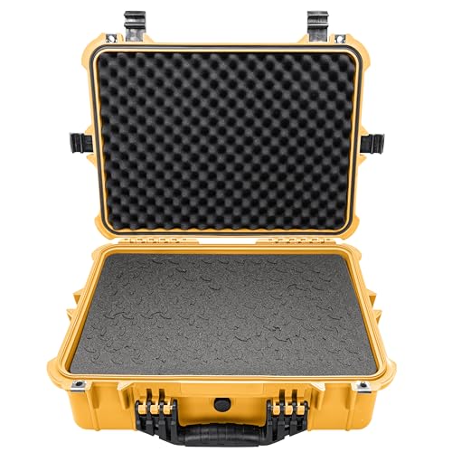 Eylar 20" Large Hard Case Equipped With Ragar Reconfigurable & Reusable XP Crosslinked Foam Insert, Waterproof, Shockproof For Equipment, Drones And Cameras (2 Ragar Layers) (Yellow)