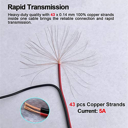 20 Pairs 18 AWG DC Power Pigtail Cable, 2.1mm x 5.5mm, 12V 5A