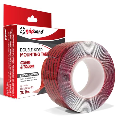 GripBond Clear Double Sided Tape, 1 Roll (10 Ft), 1.2”x120” – Clear Mounting Tape for Hanging Picture, Poster, Carpet, Photo Decorations - Nano Adhesive for Home, Office, Indoor & Outdoor Use - color: Clear - Multipurpose, size: 1.2” x 120” (1 Roll)